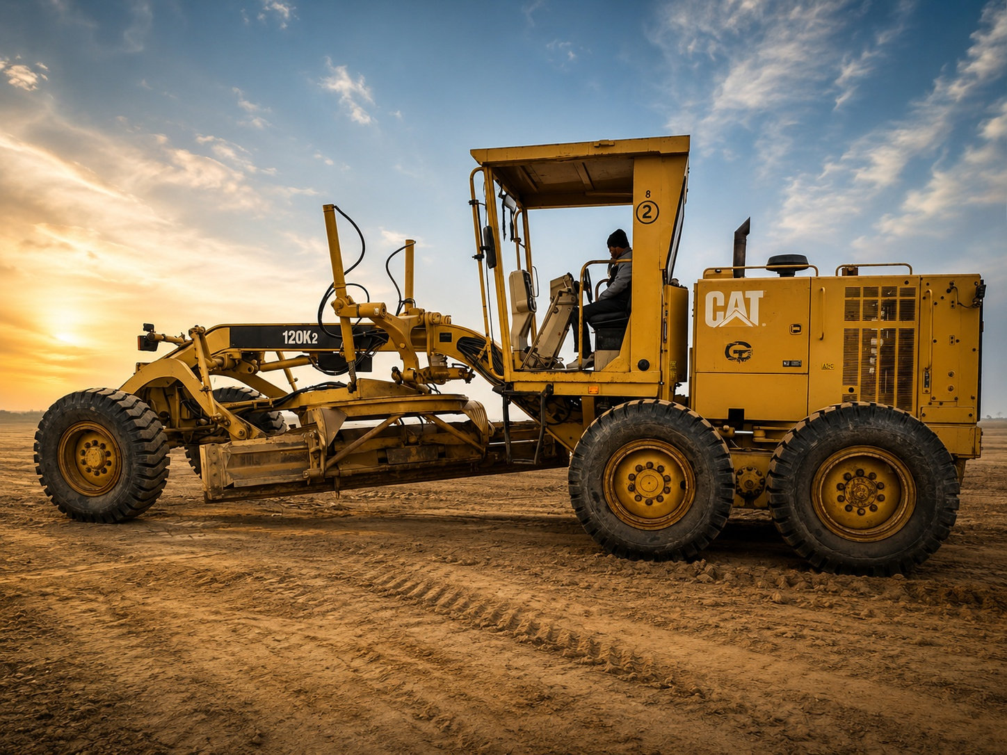 Motor grader on site